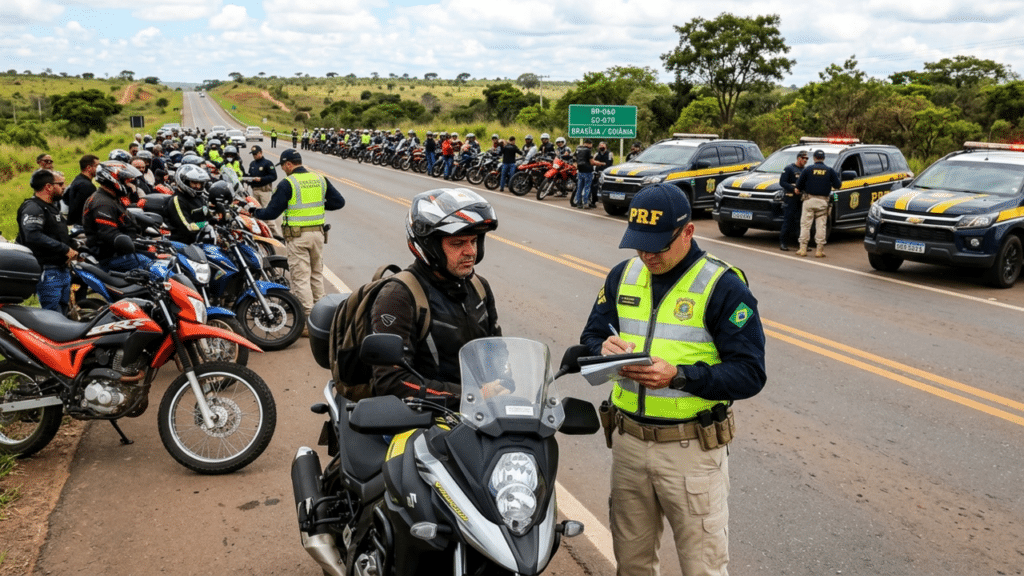 PRF multa mais de 500 motoqueiros na BR-060 e soma R$ 1 milhão em multas por viagens consideradas ilegais