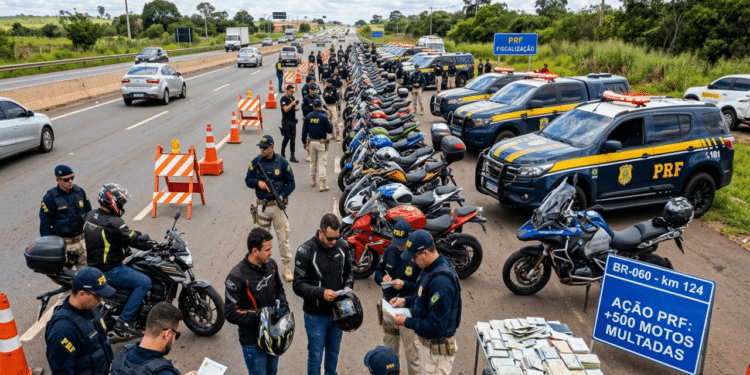PRF multa mais de 500 motoqueiros na BR-060 e soma R$ 1 milhão em multas por viagens consideradas ilegais