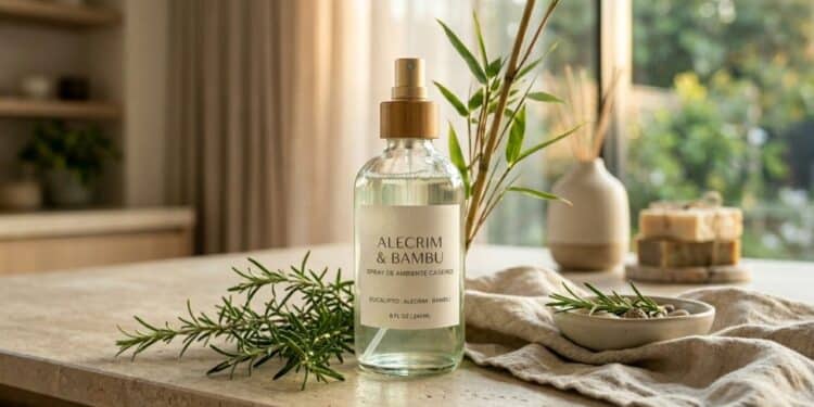 O aromatizador caseiro em spray espalha fragrâncias sofisticadas com praticidade