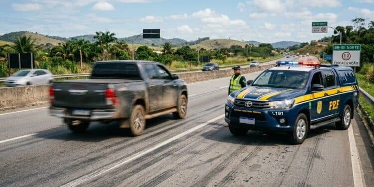 Polícia Rodoviária Federal aplica multa grave de R$ 195,23 e cinco pontos após flagrar caminhonete a 168 km/h