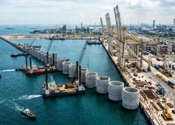Obra de R$ 200 bilhões afunda blocos gigantes de 15 mil toneladas no mar para criar o maior porto automático do mundo