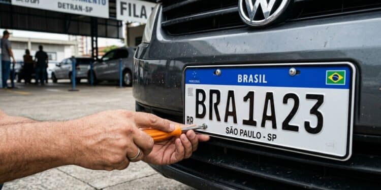 Motoristas recebem alerta sobre prazo final para troca das placas Mercosul anunciado no Brasil