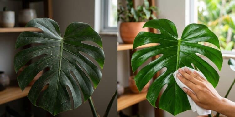 Nem óleo, nem produtos para brilho: o método delicado que faz as folhas ficarem limpas e bonitas como em uma loja de flores