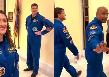 Astronautas da Artemis II são confrontados por homem que afirma que eles nunca estiveram no espaço