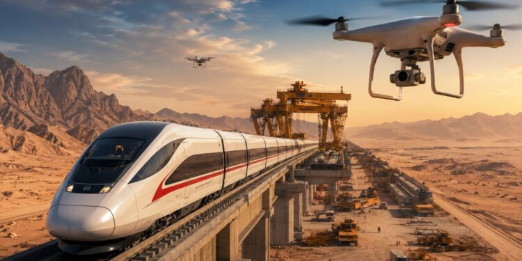 Maior projeto ferroviário do Oriente Médio encontra obstáculo inesperado em área marcada por ameaças de drones em meio a investimento de R$ 14,6 bilhões