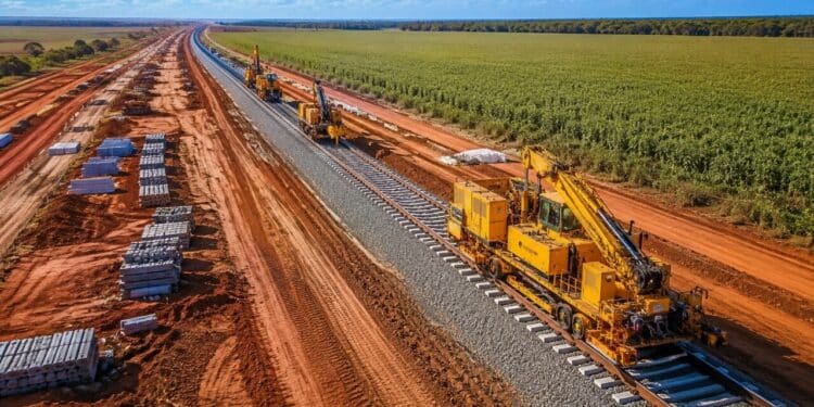 Maior ferrovia do Brasil acelera obras de R$ 5 bilhões com avanço de 1 km por dia em projeto que promete transformar a logística do agronegócio e deve começar em 2026
