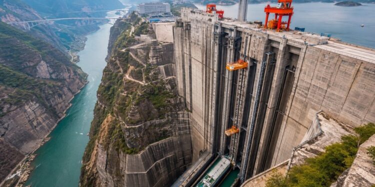 Obra colossal na China desafia a natureza e causa espanto no mundo inteiro com seus 232,5 metros de altura e um impressionante sistema de elevadores de navios que superam um desnível de quase 200 metros