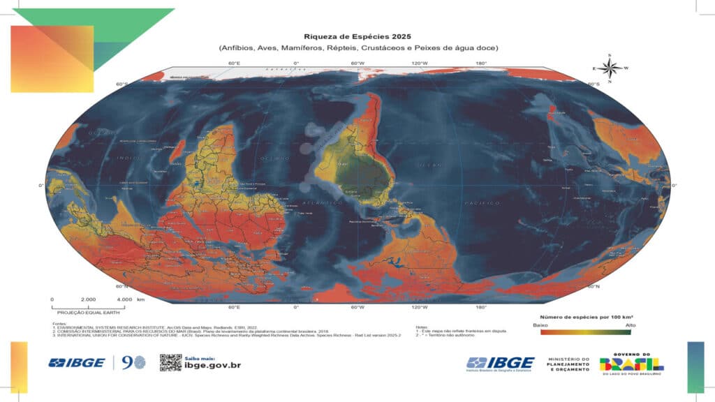 novo mapa-múndi invertido do IBGE