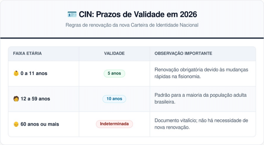 O modelo antigo de RG continuará sendo aceito no Brasil até 2032, mas a CIN já é obrigatória para quem precisa renovar ou tirar a primeira identidade