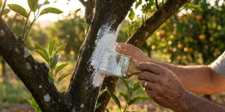 O motivo curioso que faz agricultores pintarem troncos de árvores de branco há gerações