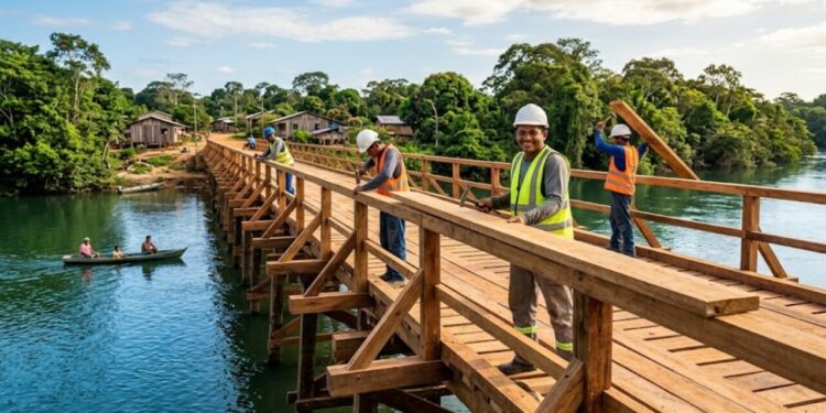 Construção da ponte entre Nuquini e Tucumatuba chega a 80% de execução e acelera conclusão da obra para beneficiar mais de 5 mil pessoas em 10 comunidades rurais, facilitando o deslocamento de moradores