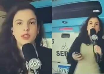 Repórter do SBT Rio é atropelada ao vivo durante transmissão e cena assusta telespectadores