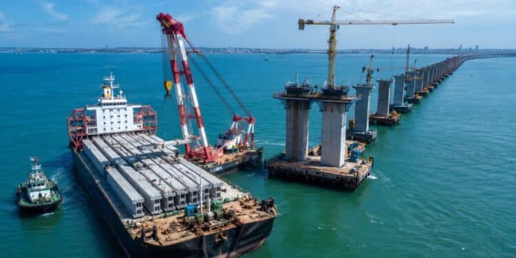 Construção da maior ponte da América Latina avança no Nordeste com navio da China chegando com mais de 800 toneladas de materiais para projeto de R$ 10,4 bilhões