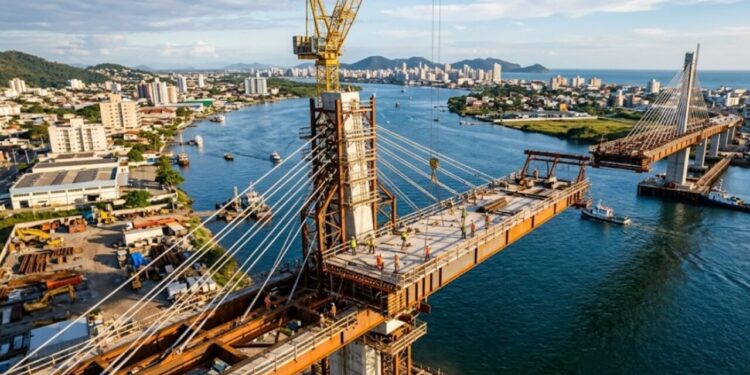 Liberação das obras marca avanço da ponte de R$ 13,1 milhões que vai ligar cidades em Santa Catarina para melhorar a mobilidade urbana e reduzir gargalos históricos