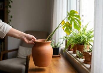 Pequenos ajustes na posição dos vasos de plantas na janela ajudam a se desenvolverem melhor