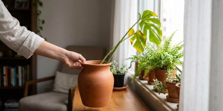Pequenos ajustes na posição dos vasos de plantas na janela ajudam a se desenvolverem melhor