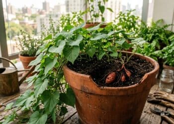 Vasos profundos favorecem o desenvolvimento da batata-doce em ambientes internos