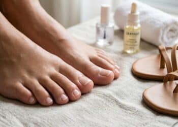 Unhas do pé transparentes combinam com qualquer sandália neste Outono e combinam com todo tipo de sandália