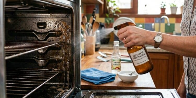 Gordura incrustada no forno pode ser removida com método natural à base de vinagre