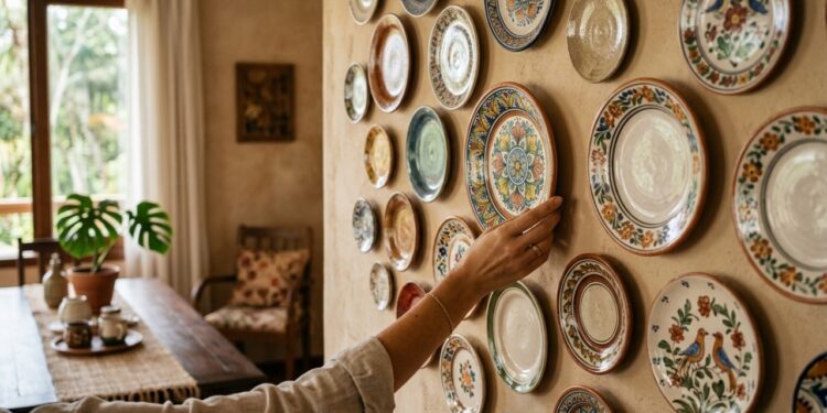 Parede com pratos decorativos transforma ambientes com charme e personalidade
