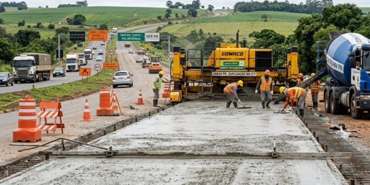 Obras de duplicação em concreto da PRC-466 entre Turvo e Palmeirinha ultrapassam 45% de execução