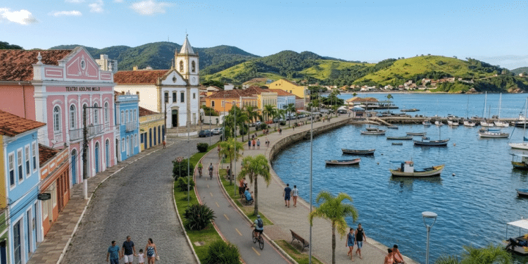 Fundada por 182 casais em 1750, cidade vizinha à ilha tem inverno de 10 °C e teatro que quase virou caminhão