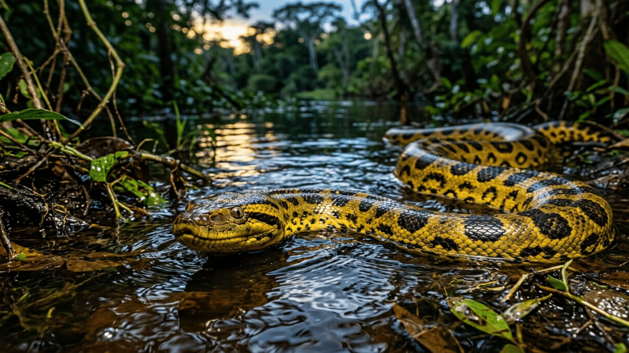 A sucuri amarela da Amazônia que virou foco de estudos depois de apresentar diferenças marcantes de tamanho e adaptação de habitat em relação à espécie verde