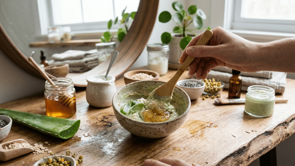 máscara facial com aloe vera