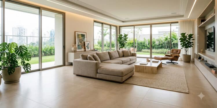 7 dicas de porcelanatos para o piso da sua sala, segundo designers
