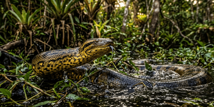 A sucuri amarela da Amazônia que virou foco de estudos depois de apresentar diferenças marcantes de tamanho e adaptação de habitat em relação à espécie verde