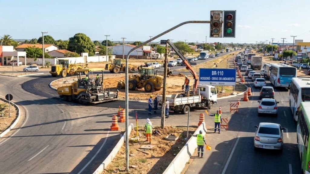 Rotatória na BR-110 vai substituir semáforo e organizar fluxo de 1,8 mil veículos por dia
