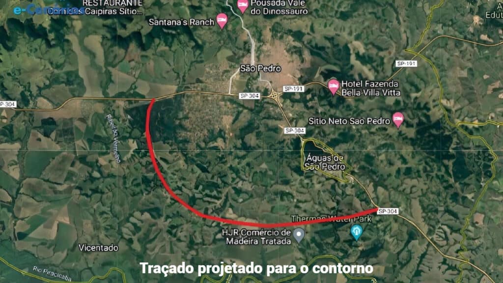Entenda obra que pode custar até R$ 300 milhões para retirar trânsito em São Pedro e Águas de São Pedro — Foto: Divulgação/Eixo SP