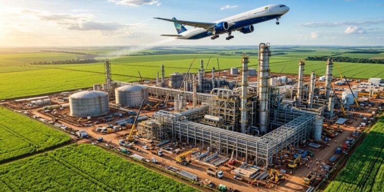 Brasil avança com megaprojeto para abrigar a maior fábrica do mundo de SAF de etanol para aviação e promete se tornar grande exportador de combustível sustentável
