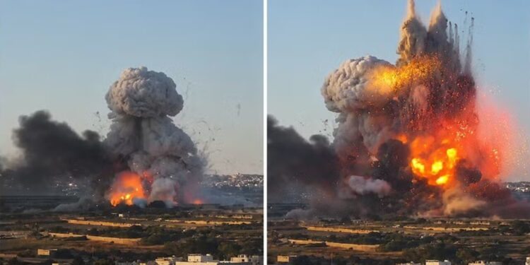 Grande explosão na Ilha de Malta deixa cenário devastador e fumaça toma conta do céu