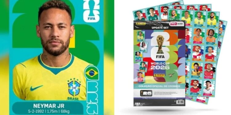 Neymar ganha nova figurinha em atualização da Panini para o álbum da Copa de 2026