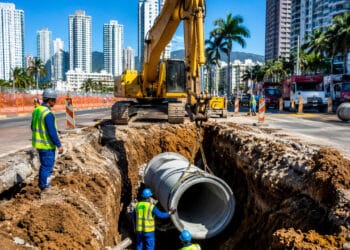 Avenida importante é interditada em Balneário Camboriú para obras de macrodrenagem contra enchentes no litoral de Santa Catarina