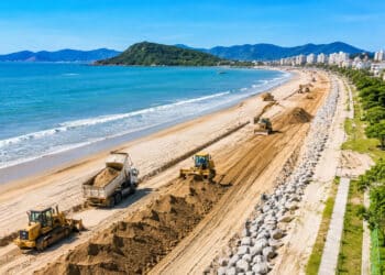 Megaobra de R$ 31,5 milhões avança em SC e deve recuperar praia com aumento significativo da faixa de areia em uma das mais importantes intervenções urbanas da região