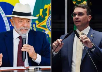 Lula lidera a intenção de voto entre as mulheres, enquanto Flávio fica à frente entre os homens
Montagem: Ricardo Stuckert/PR – 28.04.2026; e Jefferson Rudy/Agência Senado – 14.08.2024