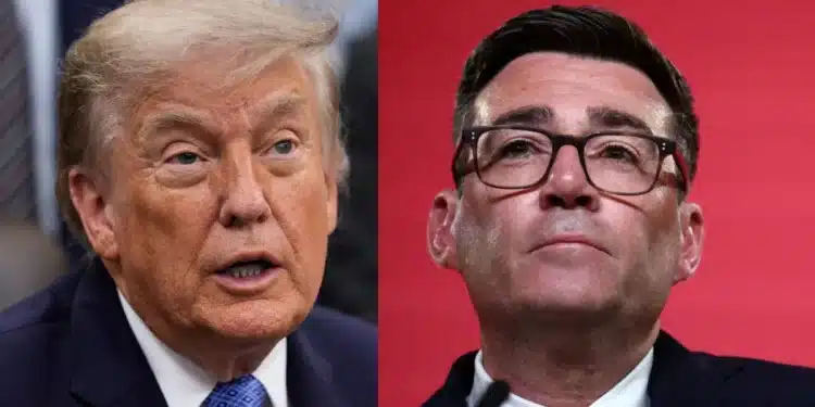 Presidente dos EUA, Donald Trump, e primeiro-ministro do Reino Unido, Andy Burnham • Reuters