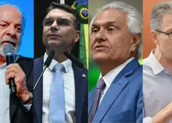 O presidente da República, Luiz Inácio lula da Silva (PT), o senador Flávio Bolsonaro (PL-RJ) e os ex-governadores Ronaldo Caiado (PSD) e Romeu Zema (Novo)  • Arte CNN Brasil
