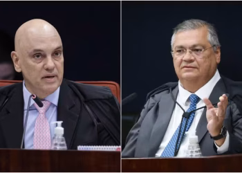 Alexandre de Moraes e Flávio Dino em imagens de 2025 — Foto: Rosinei Coutinho/STF e Gustavo Moreno/STF