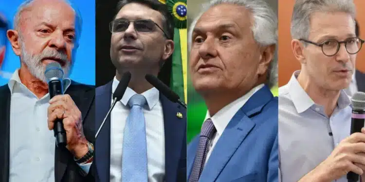 Da esquerda para direita: Lula, Flávio Bolsonaro, Ronaldo Caiado e Romeu Zema  • Reprodução
