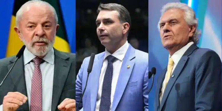 Lula, Flávio Bolsonaro e Ronaldo Caiado  • Arte CNN Brasil