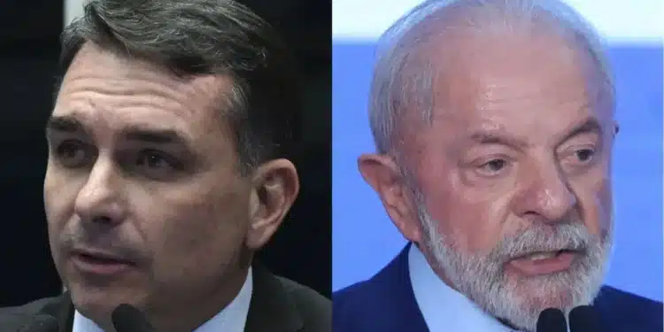 O senador Flávio Bolsonaro (PL-RJ) e o presidente Luiz Inácio Lula da Silva (PT) • Agência Senado e Palácio do Planalto