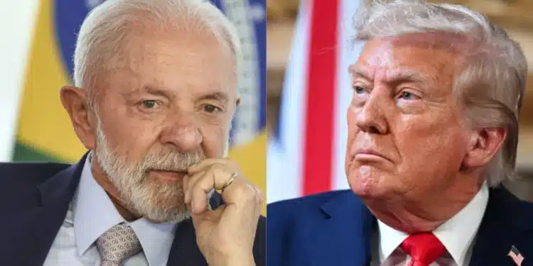 Presidente Luiz Inácio Lula da Silva à esquerda e presidente Donald Trump à direita • Montagem CNN