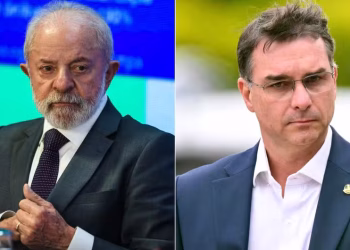 Presidente Luiz Inácio Lula da Silva e o senador Flávio Bolsonaro — Foto: Brenno Carvalho/Agência O Globo | Evaristo Sa/AFP