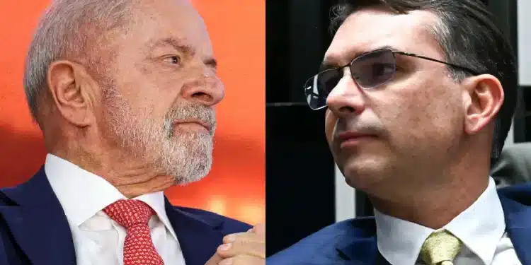 O presidente Luiz Inácio Lula da Silva e o senador Flávio Bolsonaro (Marcelo Camargo/Agência Brasil/Waldemir Barreto/Agência Senado/Divulgação)