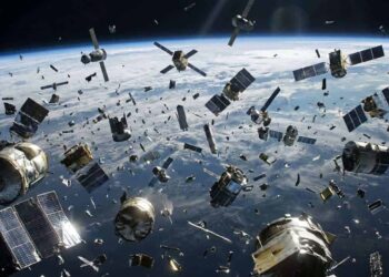 Mais de 41 mil satélites podem ser lançados até 2034, pressionando uma órbita onde detritos já ameaçam espaçonaves e satélites. - Imagem criada por inteligência artificial (ChatGPT / Olhar Digital)