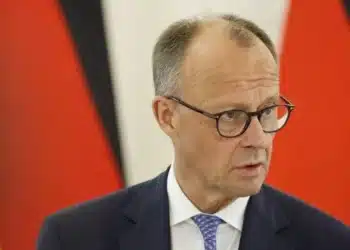 22.mai.2025 - O chanceler alemão Friedrich Merz durante visita à Lituânia
Imagem: Petras Malukas / AFP