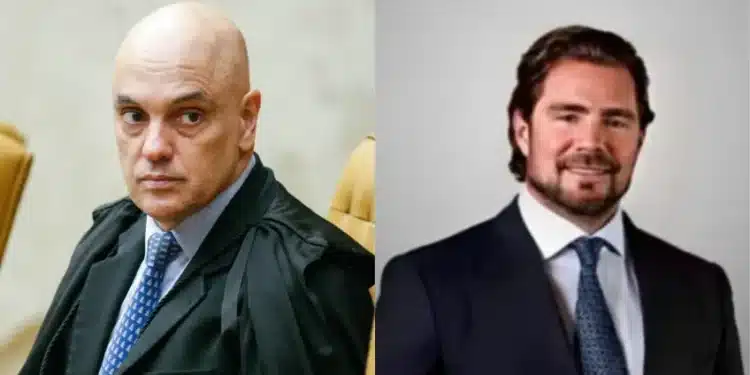 O ministro do STF (Supremo Tribunal Federal), Alexandre de Moraes, e o ex-banqueiro Daniel Vorcaro • Sophia Santos/STF / Reprodução